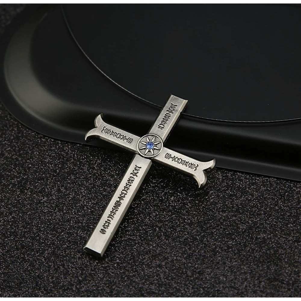 Anime One piece Dracule Mihawk Inspired Alloy Cosplay Cross Sword Necklace